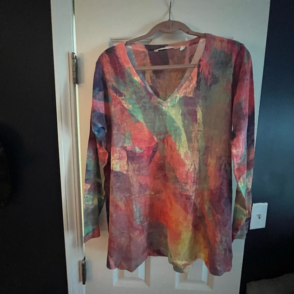 Soft Surroundings Pink and Blue Artistic Blouse